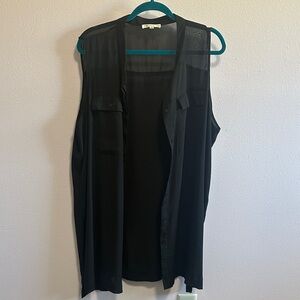 Spense Black Button Up Tunic Tank